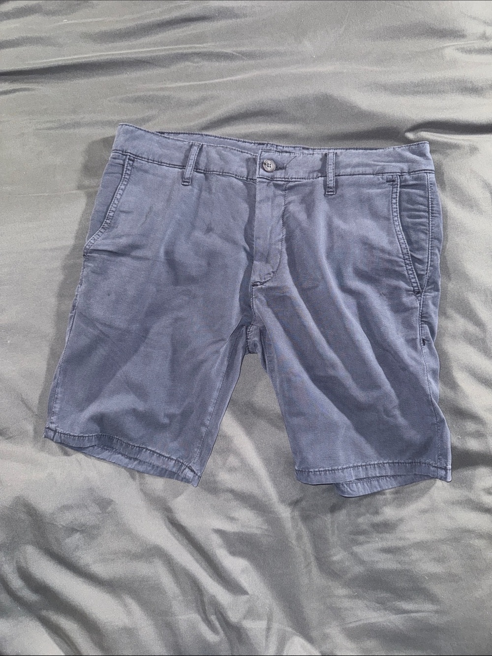 Bronxton Men's Classic Flat-Front Cotton Shorts — Slate Blue